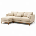 Canapé angulaire 3 places en tissu beige avec chaise longue à gauche, 260 × 160 × 88 cm