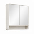 Armoire de bain rectangulaire en plastique blanc avec 2 portes miroir, 60 × 15 × 70 cm