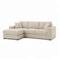 Canapé angulaire 3 places avec chaise longue gauche, revêtement bouclé 100% polyester beige, 265 × 165 × 88 cm