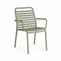 Chaise d'extérieur empilable en acier vert, 56 × 58 × 84 cm