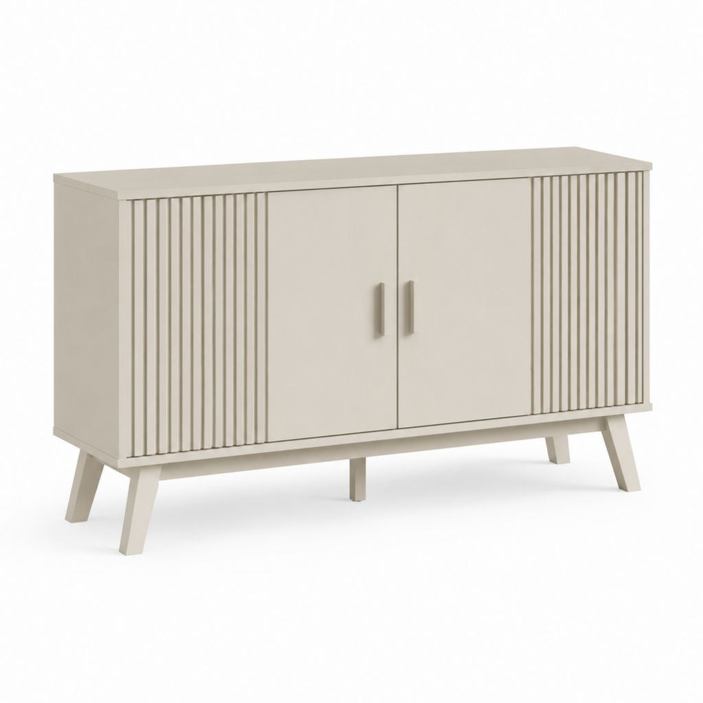 Buffet croyant en bois avec 2 portes, beige tourterelle, 140 × 40 × 80 cm