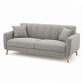 Canapé rectangulaire à 3 places en polyester gris clair avec pieds en bois, 205 × 86 × 84 cm