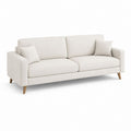 Canapé rectangulaire à 3 places en tissu ivoire, 205 × 88 × 84 cm