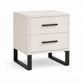 Table de nuit rectangulaire avec 2 tiroirs en MDF et acier, noir et blanc, 45 × 40 × 55 cm